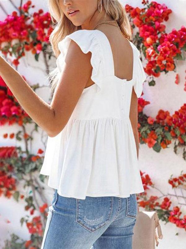 Casual Square Collar White Vest - Tank Tops - INS | Online Fashion Free Shipping Clothing, Dresses, Tops, Shoes - 10-20 - 22/07/2021 - color-white