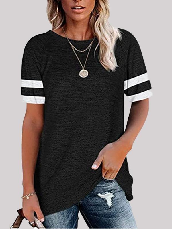 Casual Stitching Round Neck T-shirt - T-Shirt - INS | Online Fashion Free Shipping Clothing, Dresses, Tops, Shoes - 02/06/2021 - Color_Black - Color_Gray