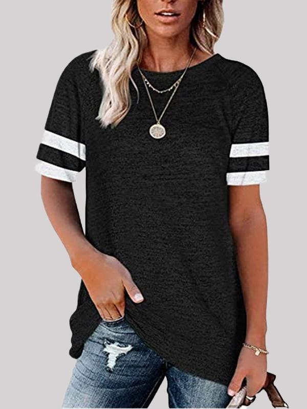 Casual Stitching Round Neck T-shirt - T-Shirt - INS | Online Fashion Free Shipping Clothing, Dresses, Tops, Shoes - 02/06/2021 - Color_Black - Color_Gray