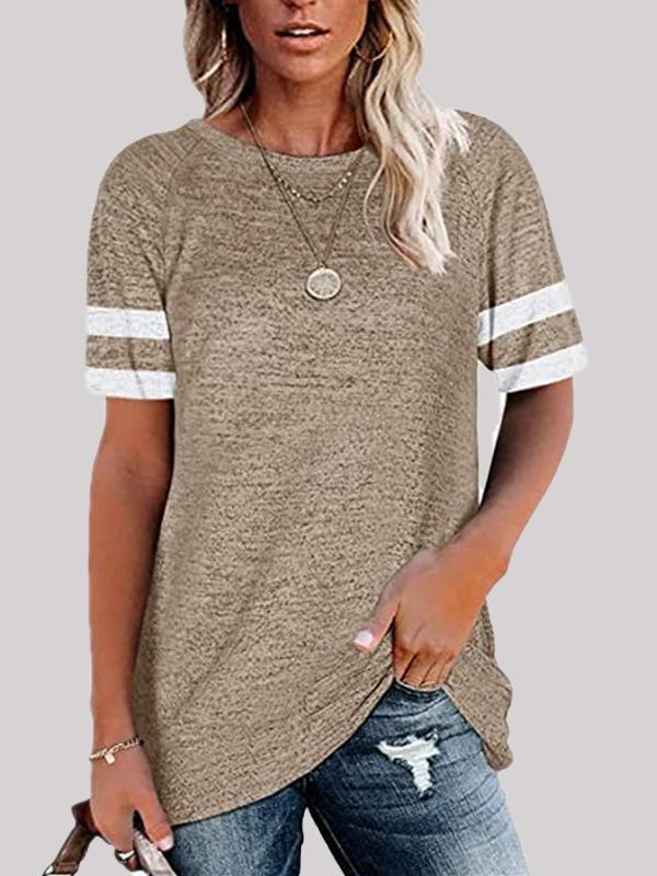 Casual Stitching Round Neck T-shirt - T-Shirt - INS | Online Fashion Free Shipping Clothing, Dresses, Tops, Shoes - 02/06/2021 - Color_Black - Color_Gray