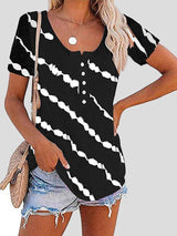 Casual Striped Short-sleeved T-shirt - T-shirts - INS | Online Fashion Free Shipping Clothing, Dresses, Tops, Shoes - 10-20 - 19/06/2021 - color-black