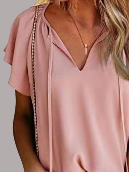 Casual V-neck Chiffon Shirt Loose Short Sleeve Blouses - Blouses - INS | Online Fashion Free Shipping Clothing, Dresses, Tops, Shoes - 08/06/2021 - BLO2106080057 - Category_Blouses