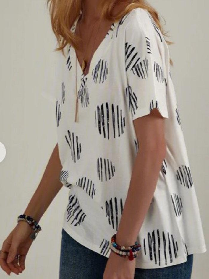 Casual V-neck Loose Plus Size Short-sleeved T-shirt - T-shirts - INS | Online Fashion Free Shipping Clothing, Dresses, Tops, Shoes - 10-20 - 12/07/2021 - color-white