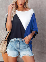 Casual V-neck Mid-sleeved T-shirt - T-shirts - INS | Online Fashion Free Shipping Clothing, Dresses, Tops, Shoes - 20-30 - 21/06/2021 - color-blue