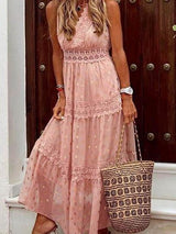 Casual V Neck Sleeveless Maxi Dress - Maxi Dresses - INS | Online Fashion Free Shipping Clothing, Dresses, Tops, Shoes - 04/06/2021 - Color_Apricot - Color_Pink