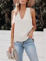 Casual V-neck Solid Color Sleeveless Vest - Tank Tops - INS | Online Fashion Free Shipping Clothing, Dresses, Tops, Shoes - 10/06/2021 - Color_Black - Color_Khaki