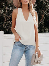 Casual V-neck Solid Color Sleeveless Vest - Tank Tops - INS | Online Fashion Free Shipping Clothing, Dresses, Tops, Shoes - 10/06/2021 - Color_Black - Color_Khaki