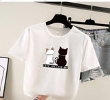 Cat And Letter Graphic Tee - T-Shirts - INS | Online Fashion Free Shipping Clothing, Dresses, Tops, Shoes - 01/26/2021 - 2XL - 3XL