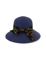 Chain Print Bowknot Wide Brim Straw Hat - INS | Online Fashion Free Shipping Clothing, Dresses, Tops, Shoes