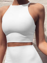 Charming Sleeveless Crop Top & Midi Skirt Set - Two-piece Outfits - INS | Online Fashion Free Shipping Clothing, Dresses, Tops, Shoes - 26/04/2021 - Color_White - Color_Yellow