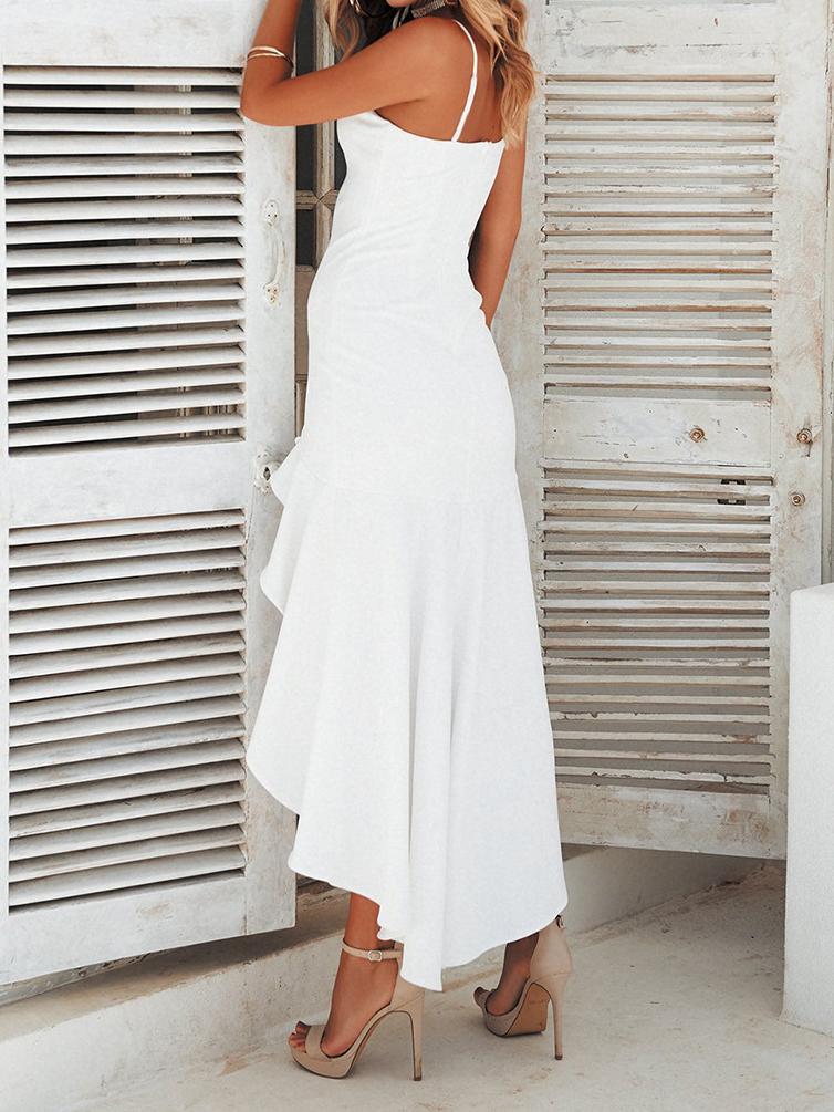 Charming Sling Open Back Ruffled Irregular Dress - Midi Dresses - INS | Online Fashion Free Shipping Clothing, Dresses, Tops, Shoes - 20-30 - 29/06/2021 - Category_Midi Dresses