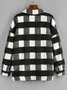 Checkered Drop Shoulder Pocket Coat - Coats & Jackets - INS | Online Fashion Free Shipping Clothing, Dresses, Tops, Shoes - 05/03/2021 - Black - Casual