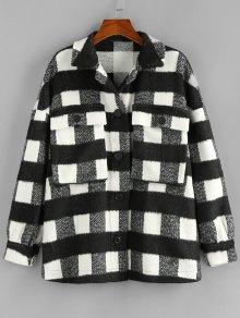 Checkered Drop Shoulder Pocket Coat - Coats & Jackets - INS | Online Fashion Free Shipping Clothing, Dresses, Tops, Shoes - 05/03/2021 - Black - Casual