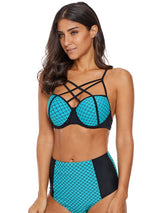 Chic Fish Scale Print High Waist Triangle Plus Size Swimsuit - Two-piece bikinis - INS | Online Fashion Free Shipping Clothing, Dresses, Tops, Shoes - 05/05/2021 - BIK210505017 - Color_Green