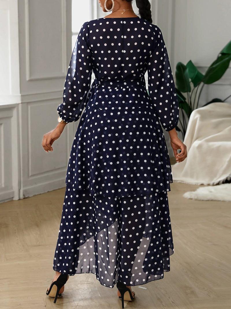 Chiffon Polka Dot Print Layered Hem Maxi Dress - Maxi Dresses - INS | Online Fashion Free Shipping Clothing, Dresses, Tops, Shoes - 24/04/2021 - Category_Maxi Dresses - chiffon-dress