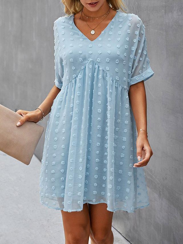 Chiffon Swiss Dot Babydoll Mini Dress - Mini Dresses - INS | Online Fashion Free Shipping Clothing, Dresses, Tops, Shoes - 15/04/2021 - 1504V3 - Color_Beige
