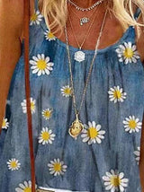 Chrysanthemum Print Camisole Tank Top - Tank Tops - INS | Online Fashion Free Shipping Clothing, Dresses, Tops, Shoes - 17/06/2021 - 20-30 - color-blue