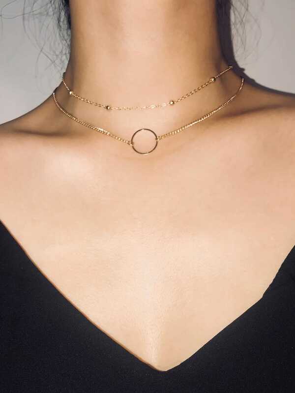 Circle Detail Choker Set 2pcs - INS | Online Fashion Free Shipping Clothing, Dresses, Tops, Shoes