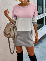 Color Block Drop Shoulder Sweater Dress - Dresses - INS | Online Fashion Free Shipping Clothing, Dresses, Tops, Shoes - 02/02/2021 - Autumn - Casual Dresses