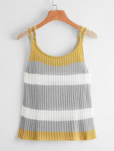 Color Block Rib-knit Cami Top - INS | Online Fashion Free Shipping Clothing, Dresses, Tops, Shoes