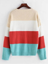 Color-blocking Drop Shoulder Textured Sweater - INS | Online Fashion Free Shipping Clothing, Dresses, Tops, Shoes