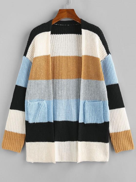 Colorblock Open Front Cardigan - INS | Online Fashion Free Shipping Clothing, Dresses, Tops, Shoes