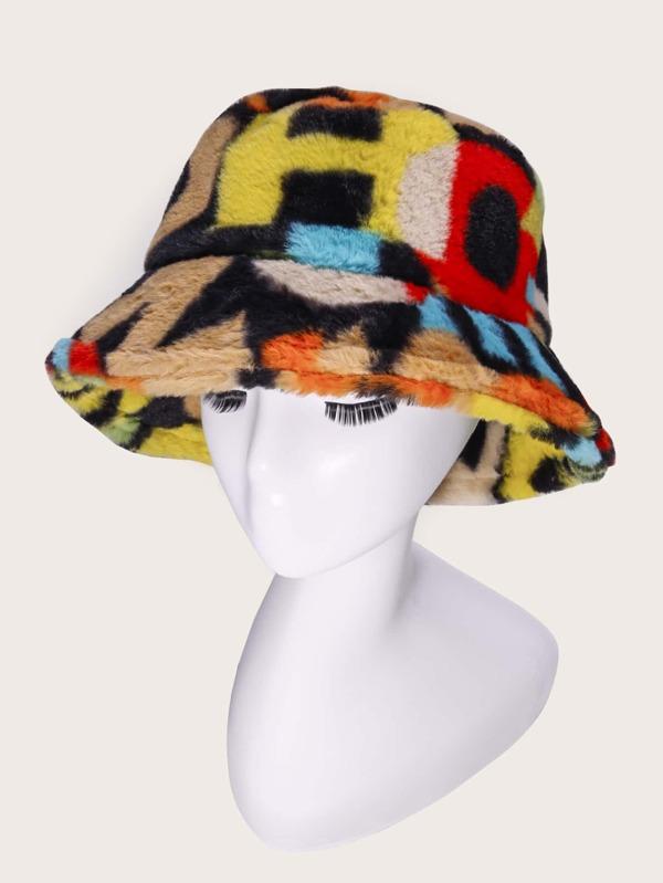 Colorblock Plush Bucket Hat - INS | Online Fashion Free Shipping Clothing, Dresses, Tops, Shoes