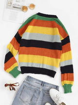 Colorblock Striped Sweater - Sweaters - INS | Online Fashion Free Shipping Clothing, Dresses, Tops, Shoes - Autumn - Casual - Daily
