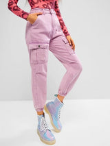 Colored Cargo Jogger Jeans - Jeans - INS | Online Fashion Free Shipping Clothing, Dresses, Tops, Shoes - 02/08/2021 - Casual - Color_Pink