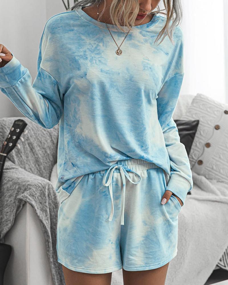 Comfy Tie Dye T-shirt Shorts Homewear Sets - Sets - INS | Online Fashion Free Shipping Clothing, Dresses, Tops, Shoes - 02/18/2021 - 2 piece sets - 2XL