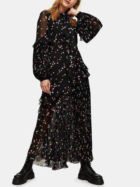 Confetti Rainbow Dot Maxi Dress - Maxi Dresses - INS | Online Fashion Free Shipping Clothing, Dresses, Tops, Shoes - 15/04/2021 - chiffon-dress - Color_Black