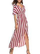 Contrast Stripes Irregular Waist Dress For Ladies - Maxi Dresses - INS | Online Fashion Free Shipping Clothing, Dresses, Tops, Shoes - 07/04/2021 - Black - chiffon-dress