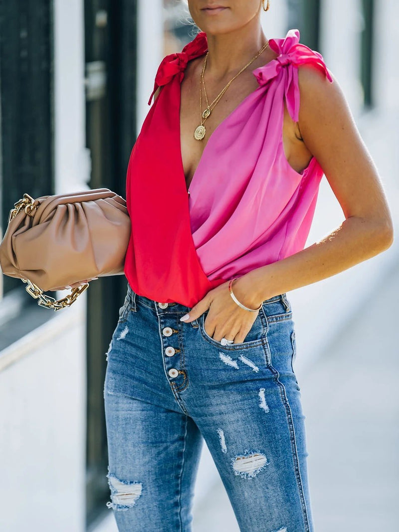 Contrasting Sleeveless Loose Tank Top - Tank Tops - INS | Online Fashion Free Shipping Clothing, Dresses, Tops, Shoes - 02/07/2021 - 20-30 - color-red