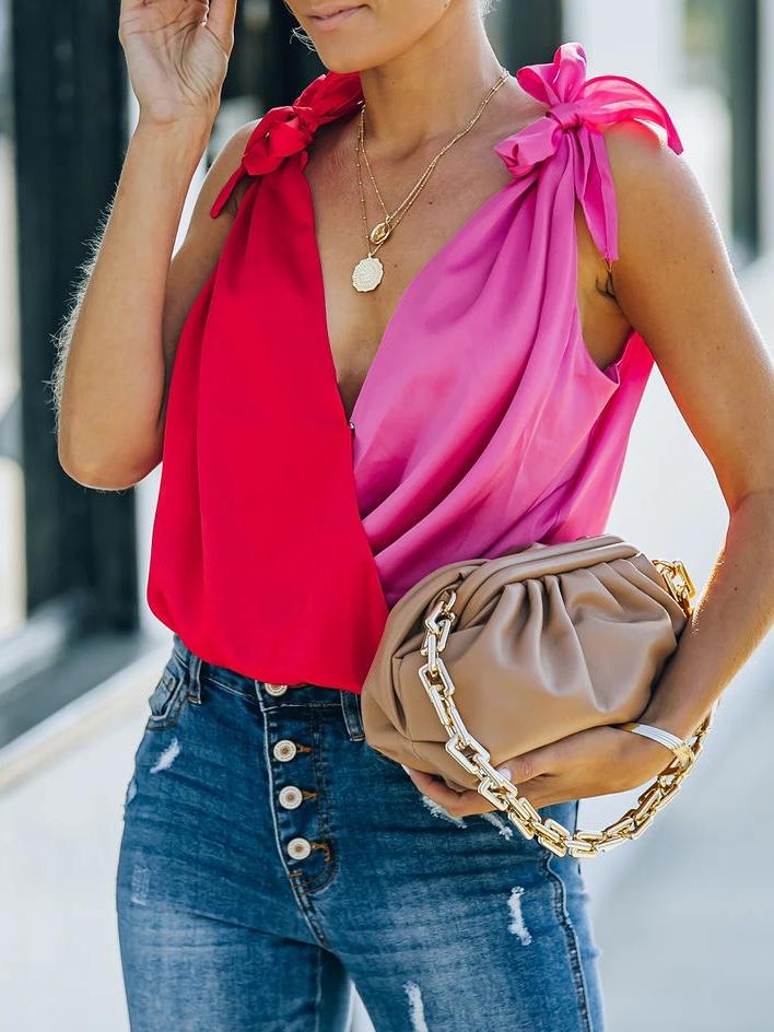 Contrasting Sleeveless Loose Tank Top - Tank Tops - INS | Online Fashion Free Shipping Clothing, Dresses, Tops, Shoes - 02/07/2021 - 20-30 - color-red