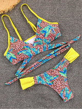 Contrasting Straps Split Swimsuit - Swimsuits - INS | Online Fashion Free Shipping Clothing, Dresses, Tops, Shoes - L - Leopard Print - M