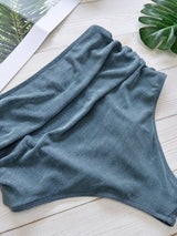 Coral Fleece Bikini Split High Waist Knitted Swimsuit - Swimsuits - INS | Online Fashion Free Shipping Clothing, Dresses, Tops, Shoes - 06/04/2021 - L - Light Green Fight Gray