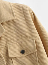 Corduroy Flap Pocket Drop Shoulder Jacket - Jackets - INS | Online Fashion Free Shipping Clothing, Dresses, Tops, Shoes - 02/05/2021 - Apricot - Casual