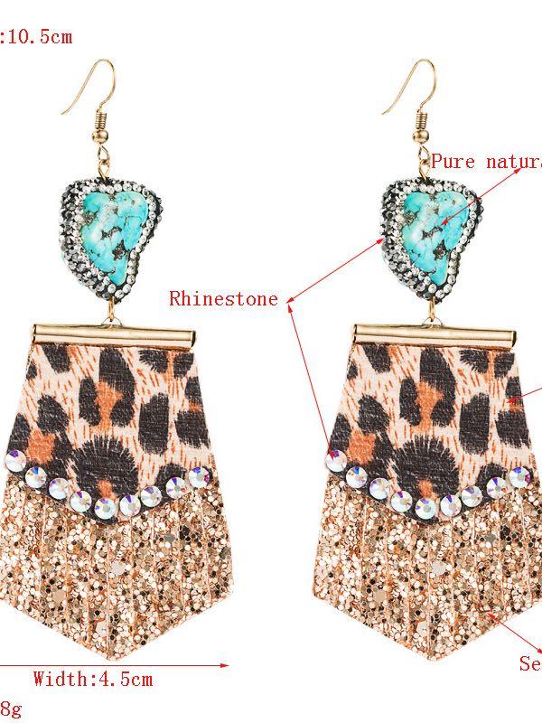 Creative Leopard Sequined Splicing Rhinestone Earrings - INS | Online Fashion Free Shipping Clothing, Dresses, Tops, Shoes
