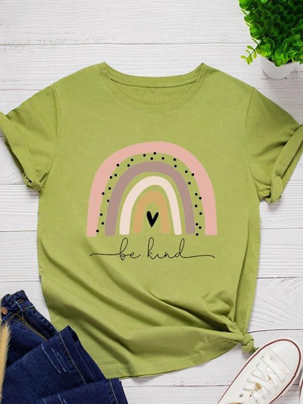 Creative Round Neck Rainbow Print T-shirt - T-Shirts - INS | Online Fashion Free Shipping Clothing, Dresses, Tops, Shoes - 01/04/2021 - 2XL - 3XL