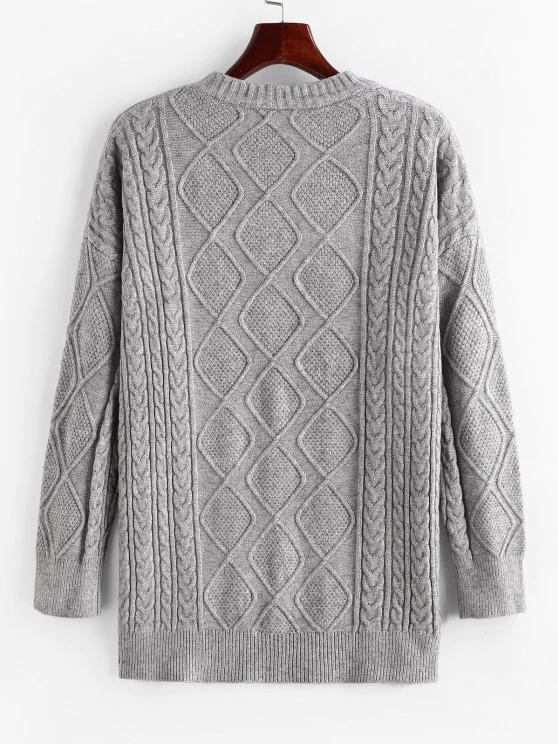 Crew Neck Fisherman Knit Tunic Sweater - INS | Online Fashion Free Shipping Clothing, Dresses, Tops, Shoes