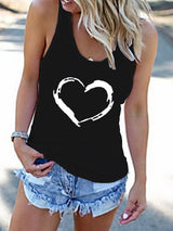 Crew Neck Heart Print Vest - Tank Tops - INS | Online Fashion Free Shipping Clothing, Dresses, Tops, Shoes - 03/07/2021 - 10-20 - color-black