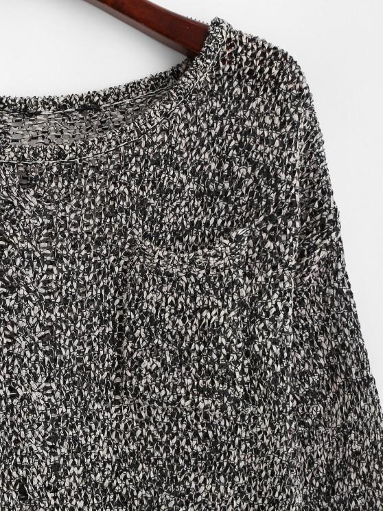 Crew Neck Heathered Front Pocket Sweater - Sweaters - INS | Online Fashion Free Shipping Clothing, Dresses, Tops, Shoes - 02/09/2021 - Casual - Color_Gray