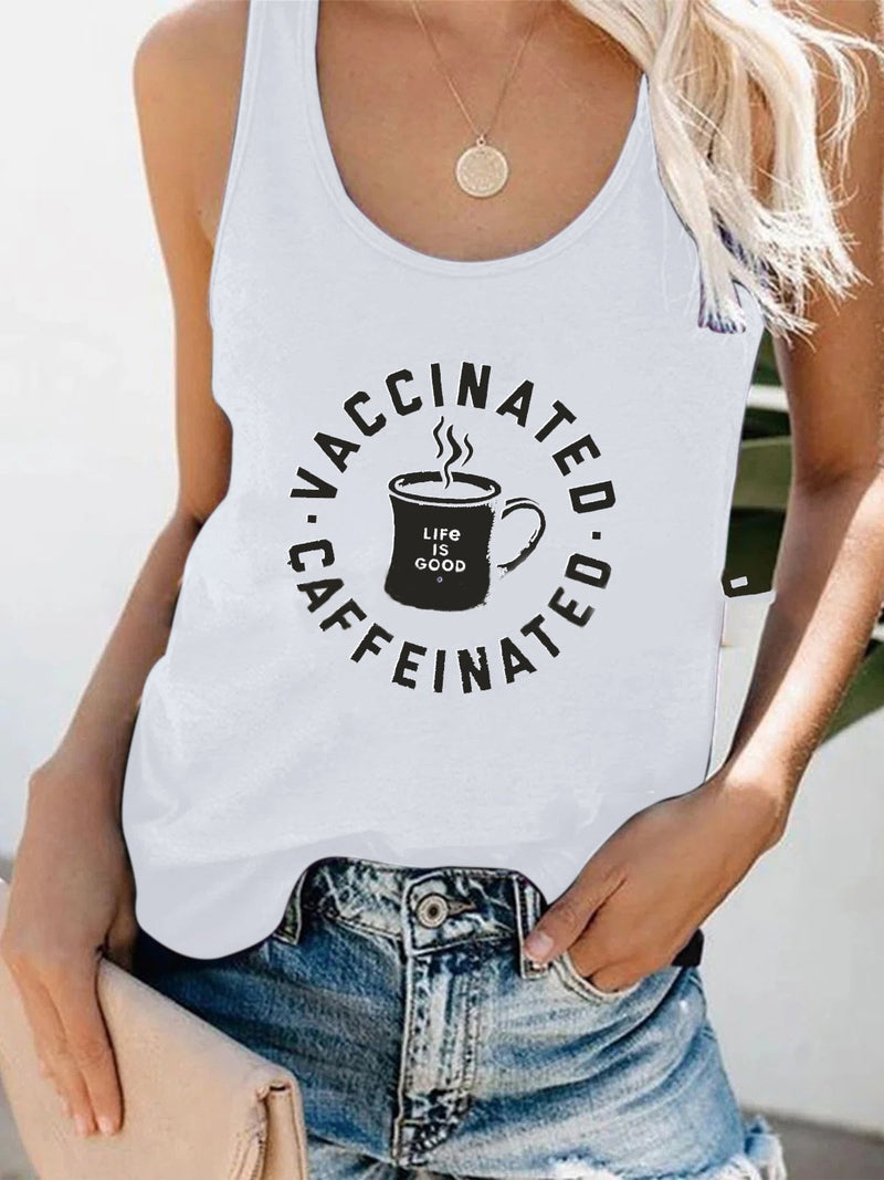 Crew Neck Letter Print Vest - Tank Tops - INS | Online Fashion Free Shipping Clothing, Dresses, Tops, Shoes - 10-20 - 18/06/2021 - color-black