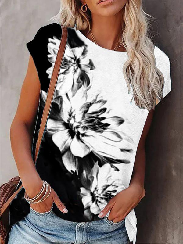 Crew Neck Printed Short Sleeve Casual T-shirt - T-Shirts - INS | Online Fashion Free Shipping Clothing, Dresses, Tops, Shoes - 04/06/2021 - Category_T-Shirts - Color_Black