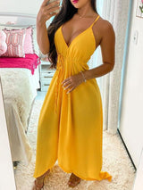 Crisscross Backless Spaghetti Strap Maxi Dress - Maxi Dresses - INS | Online Fashion Free Shipping Clothing, Dresses, Tops, Shoes - 28/04/2021 - Category_Maxi Dresses - Color_Yellow