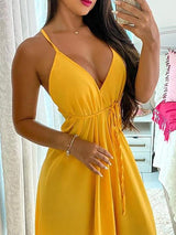 Crisscross Backless Spaghetti Strap Maxi Dress - Maxi Dresses - INS | Online Fashion Free Shipping Clothing, Dresses, Tops, Shoes - 28/04/2021 - Category_Maxi Dresses - Color_Yellow