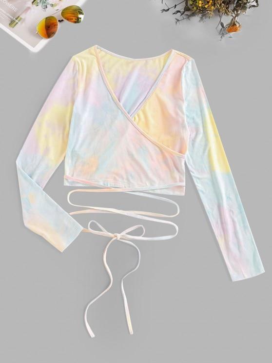 Crisscross Tie Dye Surplice Crop Tee - INS | Online Fashion Free Shipping Clothing, Dresses, Tops, Shoes