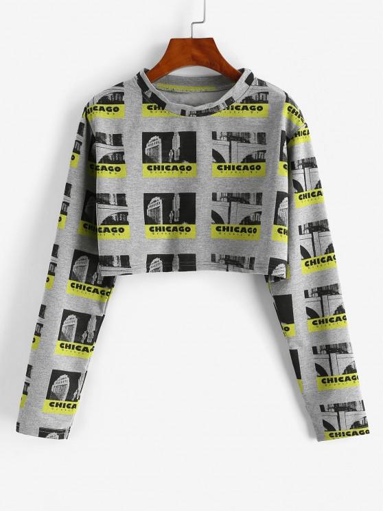 Cropped CHICAGO Graphic Sweatshirt - INS | Online Fashion Free Shipping Clothing, Dresses, Tops, Shoes