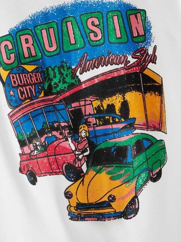 Cruisin Car Graphic Short Sleeve Tee - INS | Online Fashion Free Shipping Clothing, Dresses, Tops, Shoes