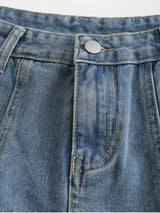 Cuffed High Waisted Jean Shorts - INS | Online Fashion Free Shipping Clothing, Dresses, Tops, Shoes